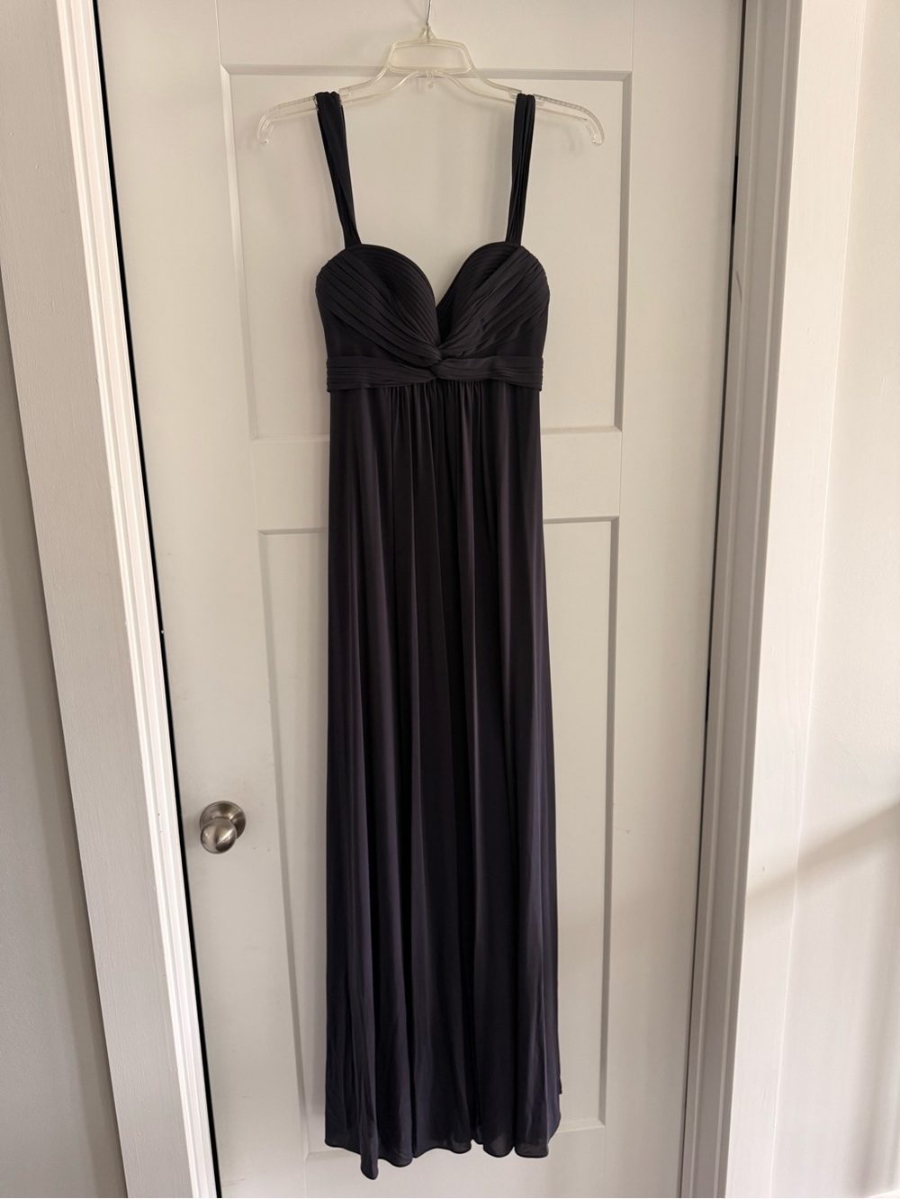 BCBGMAXAZRIA Navy Pleated Sweetheart Twist-Front Gown — Size S